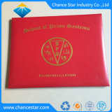 Custom Leather A4 Certificate Diploma Cover with Hot Stamping Logo