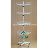 Multi Tiers Ajustable Floor Standing Wire Basket Spinner Display Rack (PHY206)