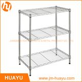 Adjustable 3-Tier Black / Silver / White Metal Frame Wire Rack