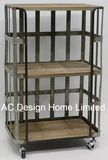 3 Tier Antique Vintage Decorative Wooden/Metal Shelf Trolley