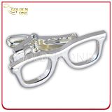Glasses Shape Novel Design Custom Sliver Plated Metal Tie Clip