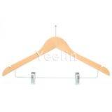Wood Clothes Hanger with Chrome Clips (YW200-6612NSP)