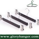 Fashion Clothing Display Hanger, Wooden Pants Hanger with Metal Clip