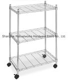 3 Tiers Chrome Plated Home Use Wheeled Wire Shelf (356083)