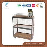 Wheeled Retail Display Shelf with Wine Rack