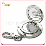 Nickel Plated Folding Portable Purse Hanger with Mirror