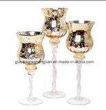 Candle Holder with Clear Twisted Stem and Interior Aluminum (ZT-090)