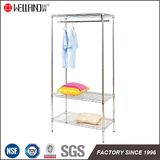 Modern Sturdy Metal Furniture 3 Layers DIY Chrome Garment Cloth Rack Shelf