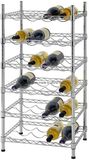 24 Bottles Holder Wine Rack Steel Stackable Storage with 6 Tier Wine Display Shelves