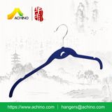 Dark Blue Velvet Clothes Hanger with Cascading Hook (FT101)