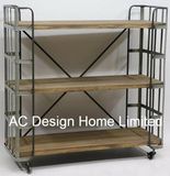 3 Tier Antique Vintage Decorative Wooden/Metal Shelf W/Bracket Trolley