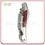 Wood Double Hinged Wine Corkscrew with Foil Cutter