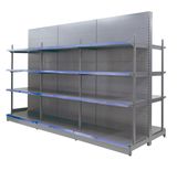 Double Side Metallic Supermarket Product Storage Display Shelves Shopping Floating Shelf
