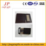 The Leather and Metal Plate Card Holder in Black