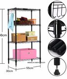 Black Coated 4 Tier Adjustable Shelf Steel Wire Rack Shelving