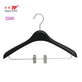 Adjustable Black Plastic Suit Hanger with Big Clips
