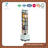 Wooden Rotating Book Display Shelf with Wheels