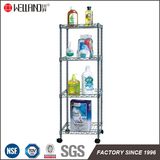 Square DIY & K/D Style Chrome Metal Wire Bathroom Shelf Rack with Wheels