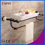 Fyeer Ceramic Base Black Bathroom Accessory Brass Towel Rack