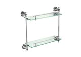 Brass Bathroom Accessory Double Layers Glass Wall Shelves Chrome Finish