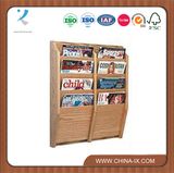 4-Tiered 8 Pockets Wood Magazine Shelf for Wall