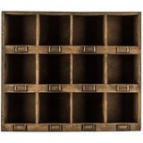 Furniture Antique Brown Wooden Wall Shelf with 12-Slots