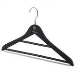 Best Quality Black Felt Wooden Hanger with Double Bars for Sale