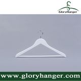 Fashion White Solid Wood Hangers with Pant Bar