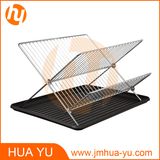 Chrome-Plated Steel Foldable X Shape 2-Tier Dish Drainers with Drainboard