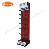 Attractive Metal Pegboard Floor Hanging Battery Display Stand Storage Rack for Shop