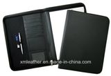 Zipper Closure Leather Conference Holder, File Folder with Writing Pad