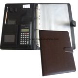 Fastener Closure PU Leather Ring Binder File Padfolio with Calculator