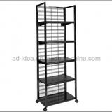 Store Metal Floor Display Stand Rack with 4 Adjustable Shelves