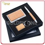 Executive Gift Wooden Card Holder and Keychain Gift Set