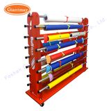 Retail Rolling Clothing Fabric Roll Vinyl Hanging Product Storage Display Rack on Wheels