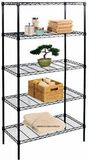 Black Epoxy Coated 5 Tier Adjustable Steel Wire Shelf Shelving for Bathroom Home Storage Rack System