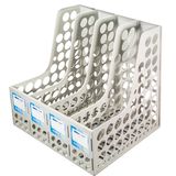 4 Columns Office Home Desk Plastic Magazine File Holder Box Organizer