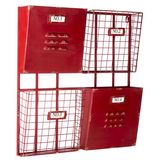 High Quality Red 4-Pocket Metal Wall Shelf Wire Rack