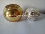 Crackle Electro Plated Glass Bowl Candle Holder (ZT-35)