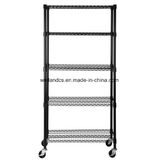 Black 4 Tier 800lbs Wire Metal Shelving Adjustable Steel Commercial Shelf Rack