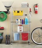 Easy Assemble 5 Tiers Light Duty Chrome Plated Steel Garage Vertical Storage Rack System