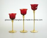 Red&Gold Colr of Glass Candle Holder (C04A-19-021)
