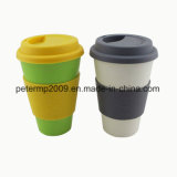 BPA Free Biodegradable Bamboo Coffee Mug with Silicone Lid and Holder
