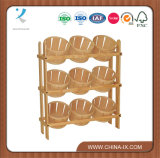 Floor Standing Tiered Wooden Basket Display with 9 Baskets