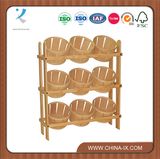 Floor Standing Tiered Wooden Basket Display with 9 Baskets