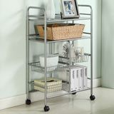 4 Tier Carbon Steel Wire Shelving Food Cart Kitchen Accessories Metal Storage Kitchen Trolley Shelf