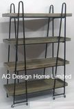 4 Tier Antique Vintage Decorative Wooden/Metal Wrought Iron Shelf Brackets