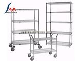 Wire Shelf with Caster, Shelving Cart, Customized Mobile Storage Shelves