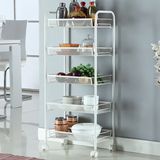 5 Tier Metal Material Food Storage Shelf Cart Kitchen Accessories Kitchen Trolley Wire Rack