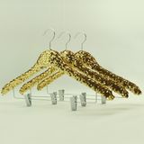 Shiny Party Hanger for Clothes / Wooden Inside Fabric Covering
